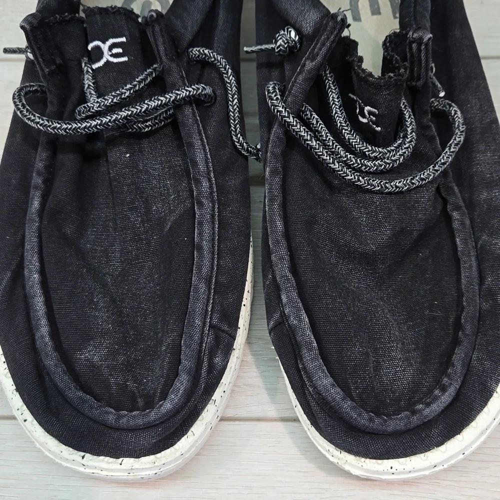 Hey Dude Mens Wally Washed Black Loafer Slip on shoes sz 13